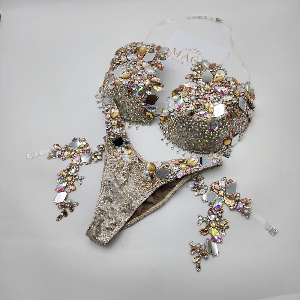 WBFF Embellished Bikini Set with Crystals -
